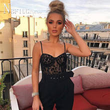 Black Skinny Spaghetti Strap Body Suit Streetwear Leopard Bodycon Jumpsuits Overalls Top 2024 - buy cheap