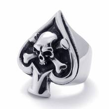 New Retro Spades Heart-Shaped Skull Pattern Ring Men's Ring Fashion Metal Ring Skull Ring Accessories Party Jewelry Size 8 ~ 13 2024 - buy cheap