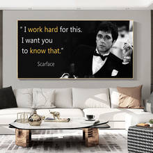 Pintura en lienzo de Scarface, póster con citas de película, arte de pared especial, Impresión de retrato de Tony Montana, imagen de pared para sala de estar 2024 - compra barato