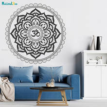 Decalque de parede tamanho grande de mandala complexa, decoração yoga om namaste, decalque autoadesivo de lótus, interior da meditação, vinil it4095 2024 - compre barato