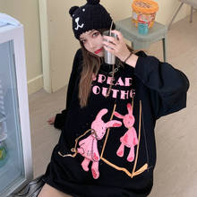 Harajuku Style Cartoon Pair Mirror Pink Rabbit Print Sweatshirt Loose Women O-Neck Pullover Long Sleeve Sweatshirt Clothes Women 2024 - buy cheap