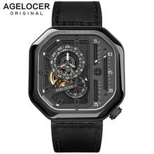 Mechanical Men's Watches AGELOCER Brand Men Sports Automatic Watch Black Leather Wristwatch 50M Diver Watch Relogio Masculino 2024 - buy cheap