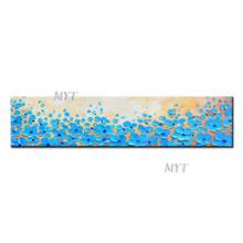 Pintura a óleo abstrata do mar com flores azuis, arte para parede, decoração de casa, imagem moderna na canva 100%, pintada à mão, sem moldura 2024 - compre barato