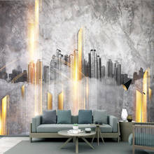 Milofi papel de parede 3d personalizado, mural pintado à mão glitter dourado construção de cidades retrô fundo de parede decoração de mural 2024 - compre barato