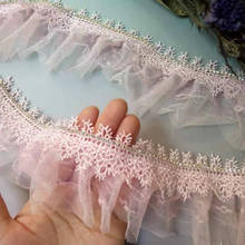 5 yards Pink 80mm 2-layer Pleated Organza Lace Ribbon Gathered Mesh Fabric Handmade DIY Wedding Dress Lace Trim Sewing Craft 2024 - buy cheap