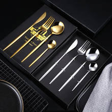 4Pcs Cutlery Set Gift Box Steel Knife Fork Spoon Cutlery Flatware Set Stainless Steel Silverware Tableware Dinnerware Set 2024 - buy cheap