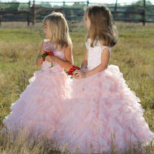 Beautiful Pink Flower Girl Dresses For Fluffy Tulle Cascading Sleeeveless Gown First Holy communion Pageant Party Dresses 2024 - buy cheap