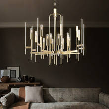 Lámpara de araña postmoderna para sala de estar, modelo de lujo, lámparas creativas para restaurante, candelabro dorado champán 2024 - compra barato