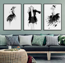 Abstract Fashion Canvas Art Ballet Dancing Girls Posters Modern Black and White Print Painting Bedroom Decoration Wall Pictures 2024 - buy cheap