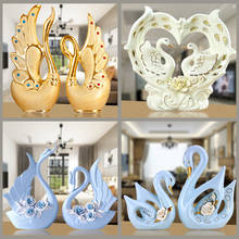 Ornamentos decorativos de cisne de cerâmica, enfeites para casamento, presentes para meninas, sala de estar criativa e artesanato 2024 - compre barato