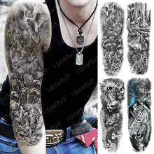 Large Arm Sleeve Tattoo Forest Angel Wolf Lion Waterproof Temporary Tatto Sticker Crown Skull Body Art Full Fake Tatoo Women Men 2024 - buy cheap
