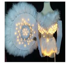 White feather led lumious stage costume Singer dancer women gogo show party wear 2024 - buy cheap