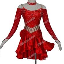 SEXY RED New competitive latin dress, crystal stones chacha,salsa dance,ballroom dress LD-0014 GIRL, LADY, WOMAN, DANCER 2024 - купить недорого