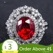 Visisap Luxury Vintage Oval Round Red Zircon Rings for Women Exaggerated Party Gifts Accessories Wholesale Fashion Jewelry B2034 2024 - buy cheap