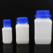 Garrafa quadrada de amostragem de plástico com boca larga e tampa azul, 100/250/500 ml, com capa de almofada interna 2024 - compre barato