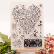 Sello de silicona transparente para álbum de recortes, sello decorativo con forma de corazón de flor rosa, para manualidades, novedad de 2021 2024 - compra barato