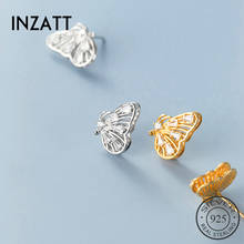 INZATT Real 925 Sterling Silver Hollow Zircon Butterfly Stud Earrings For Fashion Women Fine Jewelry Cute Animal Accessories 2024 - купить недорого