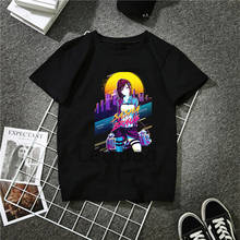 Camiseta feminina do anime attack on titan, camiseta engraçada preta harajuku, gola redonda, manga 90s, roupas para meninas 2024 - compre barato
