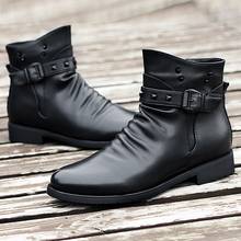 2020 new autumn and winter men's boots high-top autumn men's motorcycle boots leather men's shoes winter shoes fur warm 2024 - buy cheap