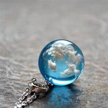 White Clouds Blue Sky Round Ball Moon Necklace for Women Transparent Resin Pendant Necklace Fashion Jewelry Gift 2024 - buy cheap