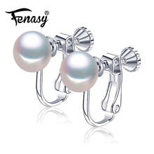 FENASY Natural Freshwater Pearl Earrings For Women Silver Color Clip On Stud Earrings Wedding Fashion Boho Jewelry 2024 - buy cheap