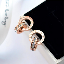 Pendientes de acero inoxidable para mujer, aretes de circonita cúbica con números romanos, Color oro rosa, 316L, joyería de moda que nunca se decolora 2024 - compra barato