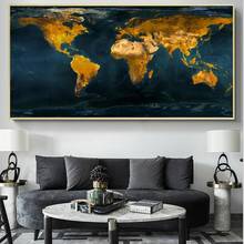 Golden World Map Poster Canvas Paintings Posters and Prints Wall Art Pictures for Living Room Cuadros Home Decor No Frame 2024 - buy cheap
