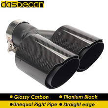 Dasbecan Dual Unequal Y Model Right Tail Muffler Glossy Black 3k Carbon Rear Exhaust Pipe Stainless Steel Car Styling End Tips 2024 - buy cheap