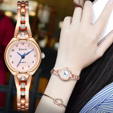 Reloj de pulsera de acero inoxidable para mujer, cronógrafo de lujo con esfera digital y Diamante rosa dorado, pequeño 2024 - compra barato