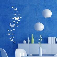 12 шт. 3D зеркальные наклейки на стену с бабочками художественный Декор для дома стенка холодильника с бабочками распродажа съемные DIY 2024 - купить недорого