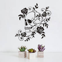 Dangerous Flowers Wall Sticker Home Decor Roses Flowering Art Skull Wall Decals Art Murals Room Decoration 2024 - buy cheap