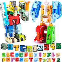 Brinquedo de blocos de construção de letras inglês, transformador, alfabeto, robô, animal, criativo, educacional, figura de ação, presente 2024 - compre barato