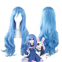 DATE A LIVE Yoshino-peluca ondulada azul larga de 70cm, resistente al calor, sintética, para Cosplay, disfraces, fiesta de Halloween, con gorro de peluca gratis 2024 - compra barato