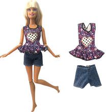 Одежда для кукол NK 1 x, милая рубашка, повседневная одежда, топы, модные штаны, фиолетовая одежда для кукол Барби, аксессуары для кукол, игрушки для девочек 8X 2024 - купить недорого