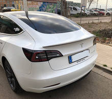 Задний спойлер для багажника, губа для заднего крыла Tesla Model 3 2017 2018 2019 2020 2021, глянцевые черные аксессуары для стайлинга автомобиля из углеродного волокна 2024 - купить недорого