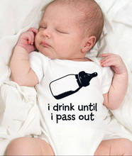 I Drink Until I Pass Out Print Funny Toddler Baby Romper Clothes Newborn Unisex Short Sleeve Outfit Infant Boys Girls Jumpsuit 2024 - buy cheap