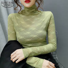 2022 Autumn Women's Blouse Long Sleeve Sexy Lace Shirts Turtleneck Woman's Shirts OL Vintage Bottoming Shirts Blusas Mujer 10811 2024 - buy cheap