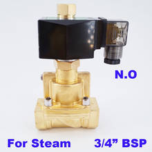 GOGO Normally open 16bar Brass high temperature steam 2 way solenoid electric water valves 3/4 inch 12V DC Orifice 20mm PTFE 2024 - buy cheap