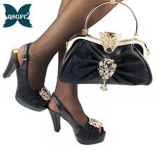 NOVEDAD DE VERANO 2020 zapatos y bolso para mujer con diseño italiano africano para combinar con tacones de 11CM en Color negro para boda 2024 - compra barato