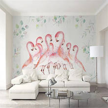 Milofi custom large wallpaper wall covering pink medieval lines flamingo plant living room TV background wall painting 2024 - buy cheap