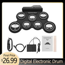 Foldable Silicon Drum Set Digital Electronic Drum Kit Compact Size USB with Drumsticks Foot Pedals Music Toys for Beginners Kids 2024 - buy cheap