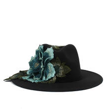 Женская шерстяная шляпа-федора, с цветочным принтом, шляпы сомбреро, 2 размера 56-60 2024 - купить недорого