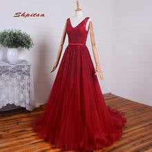 Elegant Long Lace Evening Dresses for Wedding Plus Size Party Beaded Women Floor Length Prom Red Formal Evening Gowns Dresses 2024 - buy cheap