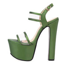 16cm Extreme High Heels Sandals Women's Summer Shoes Fashion Green Beige Platform Gladiator Sandal Stripper Heel Party Shoe Lady 2024 - buy cheap