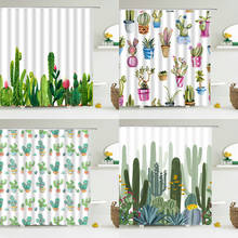 Tropical Cactus Shower Curtain Polyester Fabric Bath Curtain For The Bathroom Decorations Multi-size Printed Shower Curtains 2024 - buy cheap