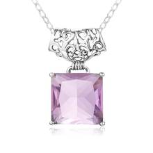 Szjinao Pink Cristal Pendant Necklace Real 925 Sterling Silver Square Gemstone Statement Necklace Women Silver 925 Jewelry Punk 2024 - buy cheap