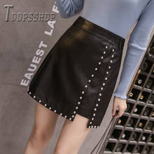 2019 Beading Pu Leather Women Skirt Slim High Waist A Line Female Skirts 2024 - buy cheap