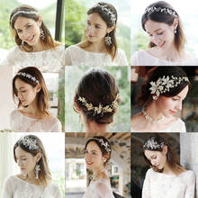 Fashion Silver Color Gold Headbands Women Flower Hairbands Pearls Crystal Wedding Hair Jewelry Handmade Bridal Hair Accessories 2024 - buy cheap