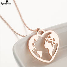 Yiustar Origami Wanderlust World Map in Heart Necklace Fashion Stainless Steel Jewelry Map Love Pendant Necklaces Travel Earth 2024 - buy cheap