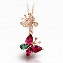 Collar con colgante de mariposa de cristal de oro rosa para mujer, accesorios de fiesta, cadena chapada en plata para niña 2024 - compra barato